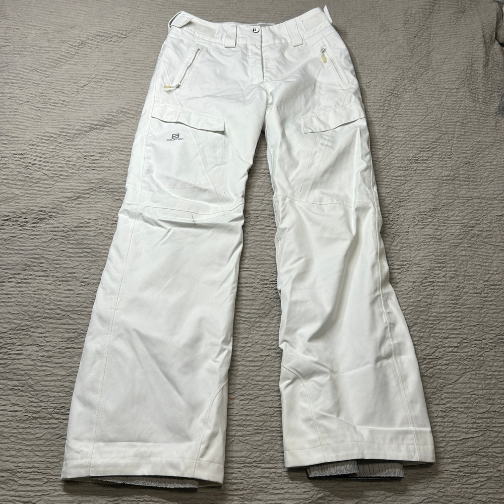 Salomon ClimaPro 10K/10K White Ski Snowboard Cargo Pants Mens Small